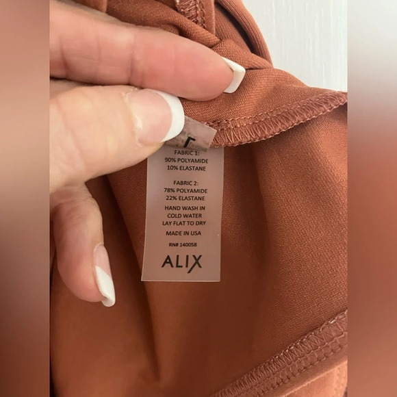 Alix NYC Odin pleat detail bodysuit in clay - Picture 6 of 7